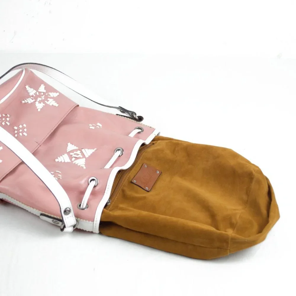 Patricia Nash Pink and White Brindisi Drawstring Bag